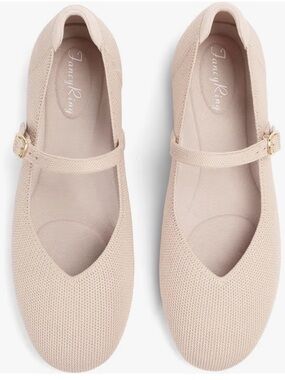 Women's Knit Mary Jane Flats in Light Beige